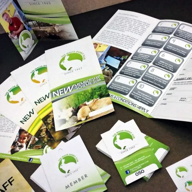 Printed corporate identity — membership leaflets, cards and inserts